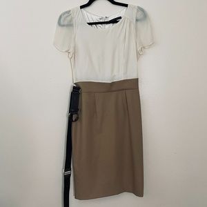 Antonio Melani Tan/Cream Color Midi Block Dress